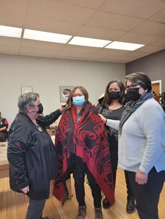 Rosie Marsden was blanketed and recognized by the NTC for her 29 years as Indian registry administrator. (Rory Rickwood photos)