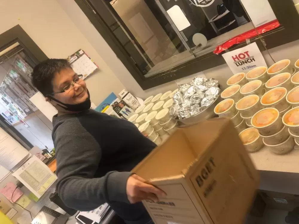 Roxy Taylor is almost ready for lunch rush at the Port Alberni Friendship Centre. (PAFC photo)