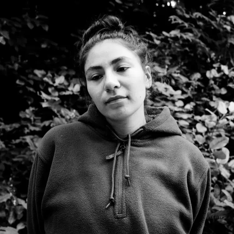 Kati George-Jim, a Rainforest Flying Squad spokesperson and niece of Pacheedaht elder Bill Jones, was among protestors at the Fairy Creek blockade headquarters, on May 20, 2021.   “We are under attack,” she said in a release. “Indigenous peoples are targeted with violence for disrupting industry.”