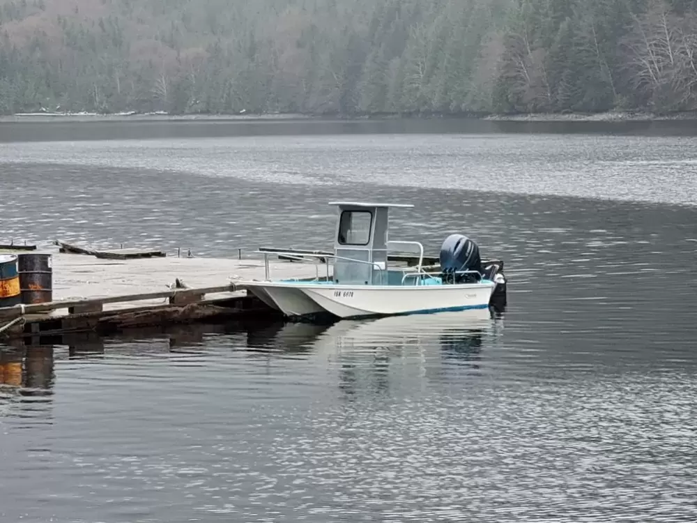 A boat was seen tied up in Stewardson Inlet, near Hesquiaht Harbour, as visitors came to the area. (Submitted photo)