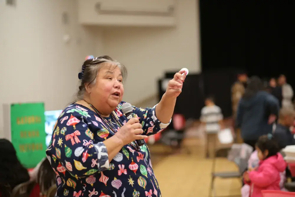 Lisa Watts led the crowd through a short "laughter yoga" session.