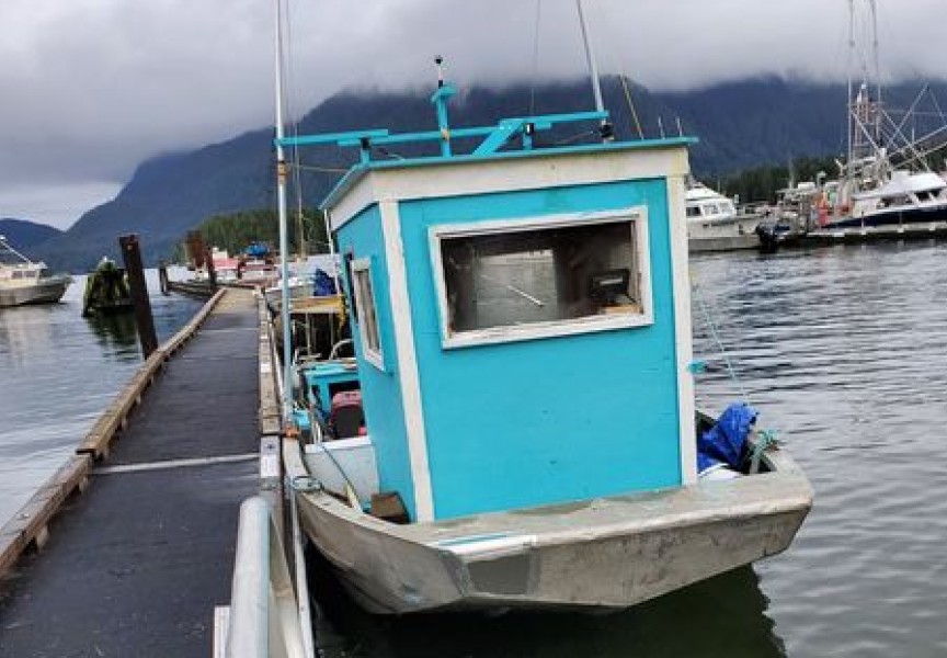 Harry Lucas left Tofino for Hot Springs Cove on Dec. 31 in his skiff. (Facebook photo)