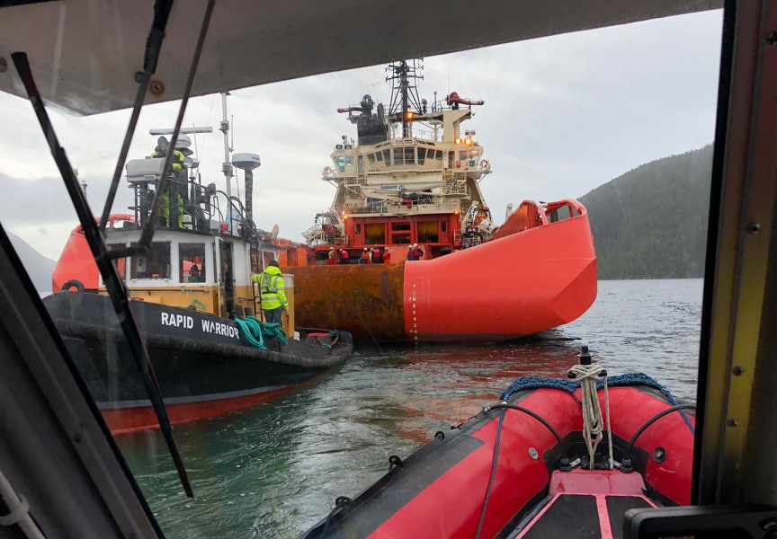 Atlantic Condor serves as an operations platform for ROV dives to the wreck. (Bligh Island Shipwreck Unified Command photo)