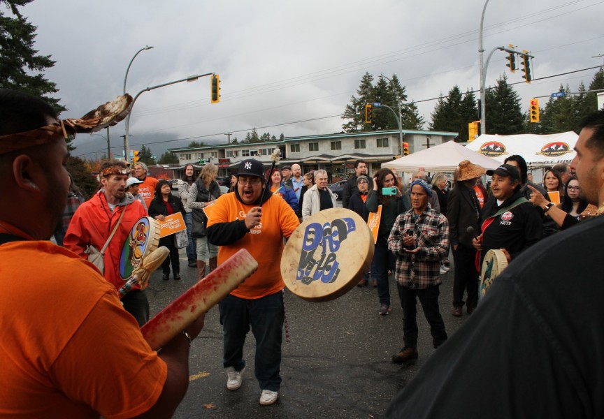 A federal election has been called for Sept. 20. Pictured are Tseshaht members performing in Port Alberni before the arrival of NDP Leader Jagmeet Singh two years ago. The last federal election was held on Oct. 21, 2019. (Eric Plummer photo)