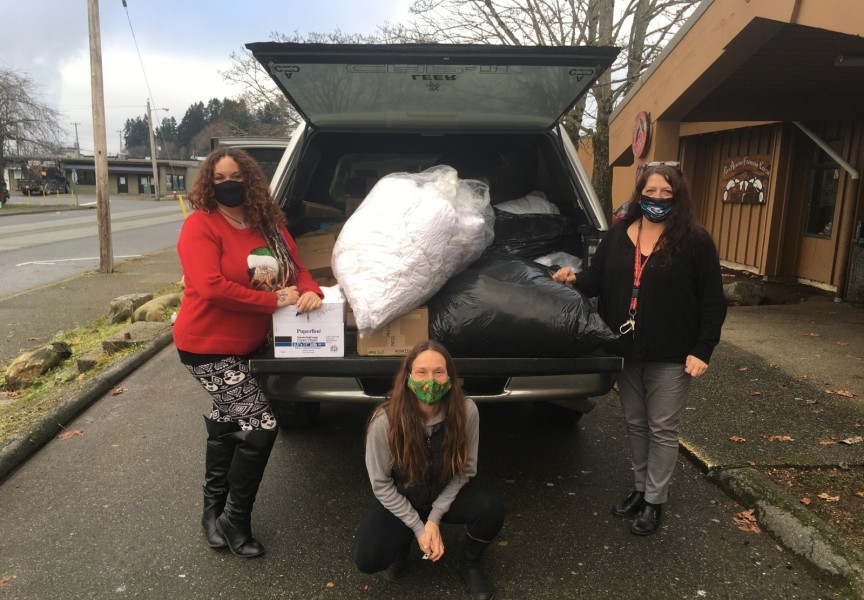 Friendship centre staff prepare to transport a Soap for Hope donation. (PAFC photo)