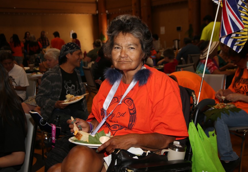 Jenny Louie enjoys lunch at the Port Alberni Friendship Center. (Eric Plummer photo)