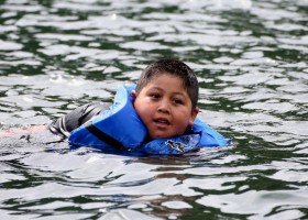 A cold dip in Nitinat Lake