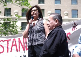 Hupacasath's Brenda Sayers, and UBCIC President Stewart Phillip