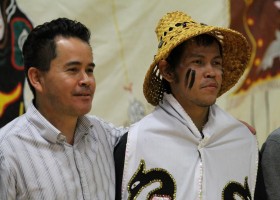 Father Ernie Smith of Ehattesaht, and newly seated Ha'wilth Clakwakeen, Alex Smith