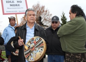 Nelson Keitlah sings at Idle No More