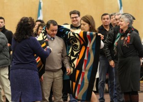 The Coast Salish People blanket Shawn Atleo, national chief, and his wife nancy