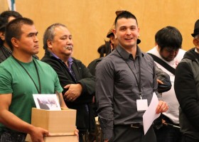 Nuu-chah-nulth Tribal Council Vice President Ken Watts prepares to speak to honor A-in-chut