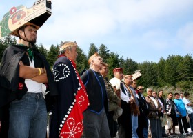 Awaiting the Bride's party on the beach at Yuquot