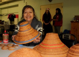 Andrea Little was selling her handmade cedar bark hats.