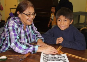 Geraldine Edgar teaches cedar weaving