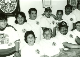 Margret Fred, Marry Ann Fred, Ben Fred, Ron Dick Jr, Connie Same, Ron Dick Sr, Norman Watt.  Helen Dick, Mena Fred, Gerald Fred. Elizabeth Dick.