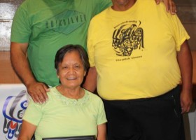 Ruben Amos and Linus Lucas with Marg Amos: Sports Hall of Fame induction of Brian Amos