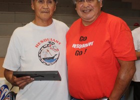 Nuu-chah-nulth Sports Hall of Famer Eugene ‘Oscar’ Tom with Bruce Lucas at Induction Ceremony